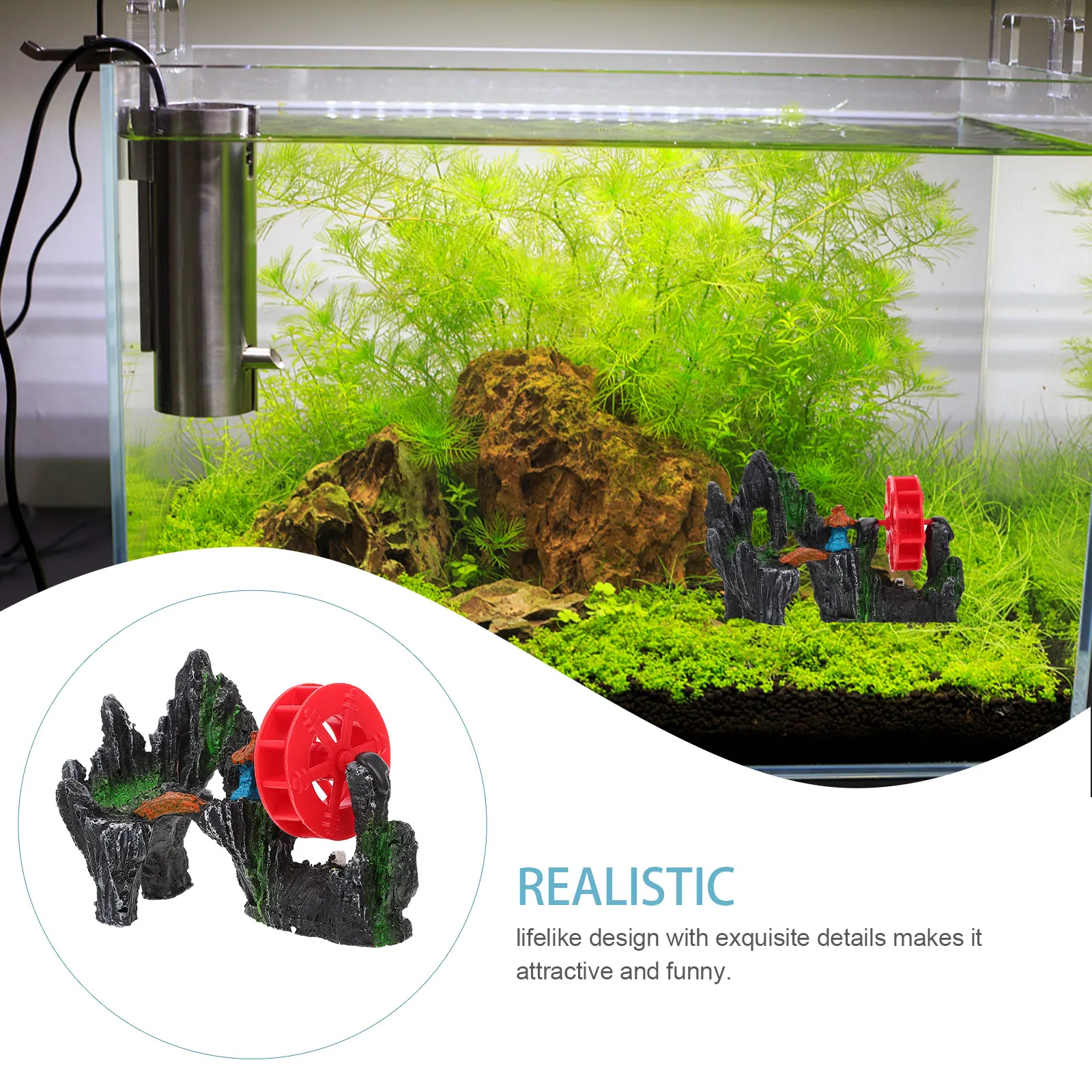 Fish Tank Fake Mountain Adorn Resin-Based Aquarium Decor with Realistic Rockery Scene Rotatable Waterwheel for Enhanced Tank
Fish Tank Fake Mountain Adorn Resin-Based Aquarium Decor with Realistic Rockery Scene Rotatable Waterwheel for Enhanced Tank