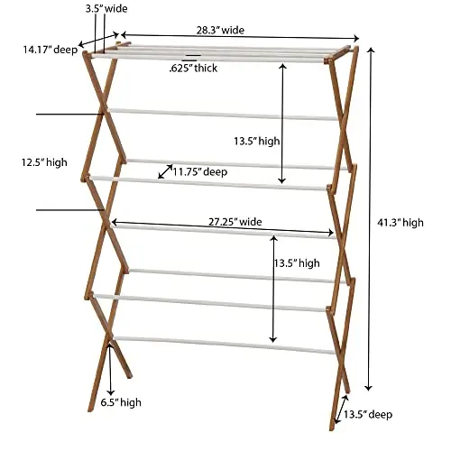 Eco-Friendly Collapsible Bamboo Laundry Drying Rack With 11 Rods And Flat Shelf, White Finish, Ideal For Compact Living Spaces
Eco-Friendly Collapsible Bamboo Laundry Drying Rack With 11 Rods And Flat Shelf, White Finish, Ideal For Compact Living Spaces