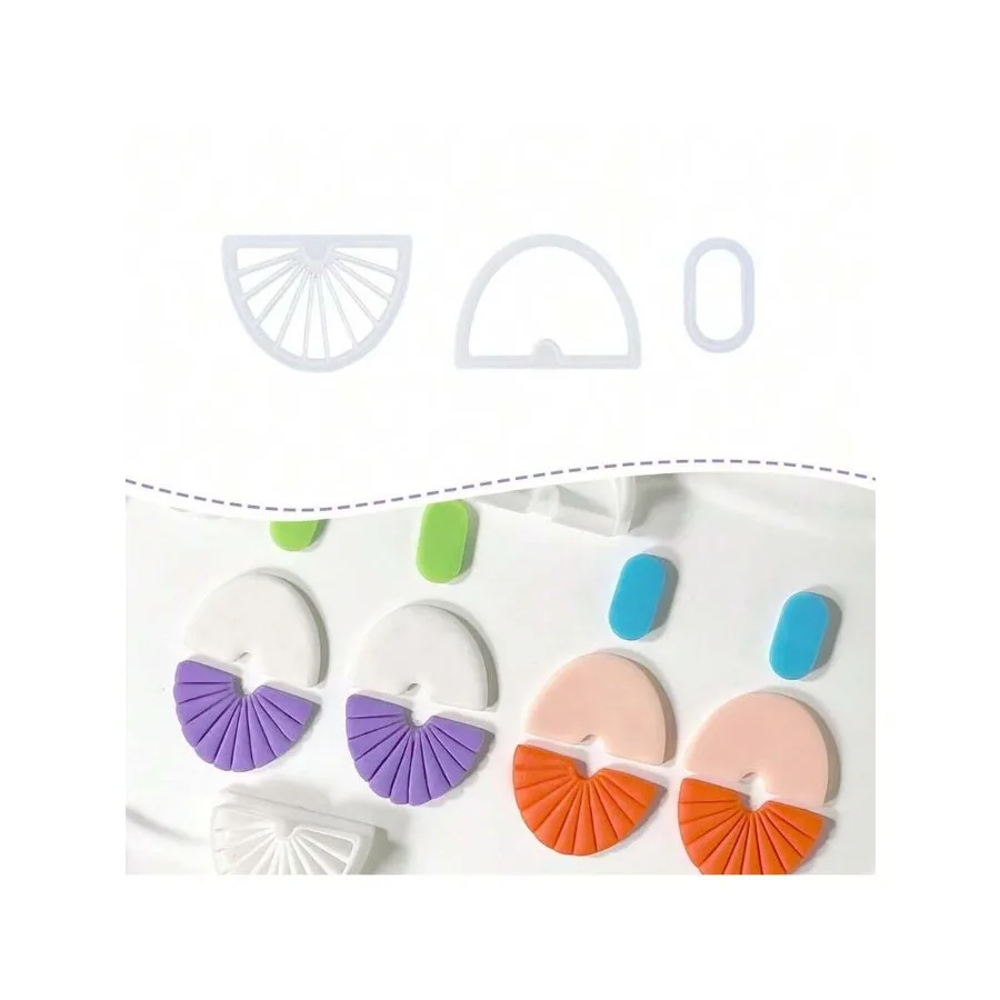 Polymer Clay Cutters Geometric Set 3PCS Half Circle Clay Cutters With Texture Lines For Polymer Clay Jewelry, Clay Earring Cutt
Polymer Clay Cutters Geometric Set 3PCS Half Circle Clay Cutters With Texture Lines For Polymer Clay Jewelry, Clay Earring Cutt