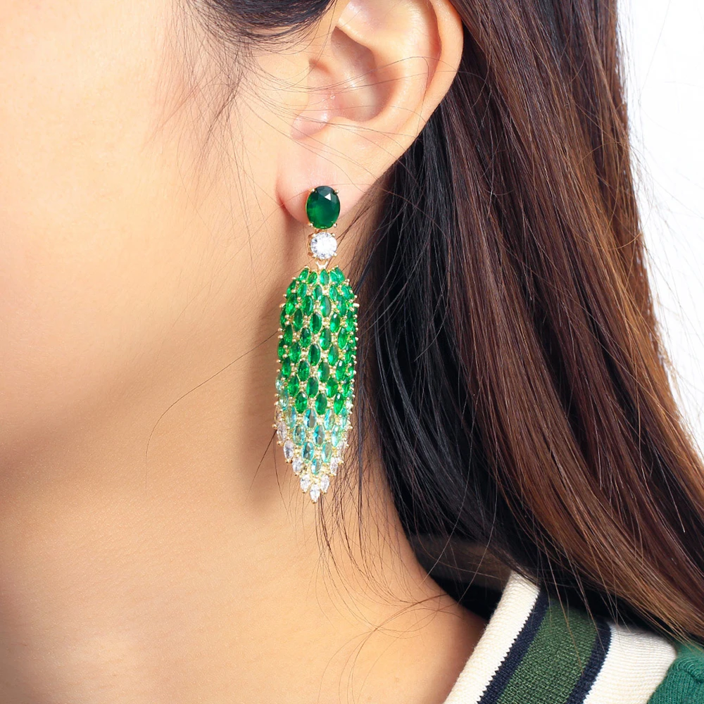 BeaQueen Noble Emerald Green CZ Crystal Extra Long Dangle Earrings for Women Wedding Evening Party Accessories Jewelry Gift E568
BeaQueen Noble Emerald Green CZ Crystal Extra Long Dangle Earrings for Women Wedding Evening Party Accessories Jewelry Gift E568