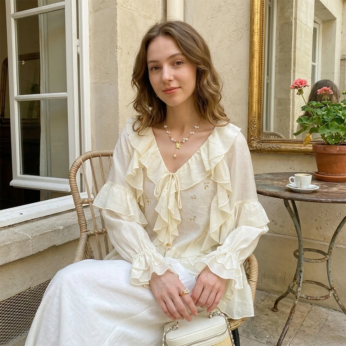 Элегантная женская блузка с V-образным вырезом и рюшами в стиле французского шика 2026 года, с вышивкой, летняя, с рукавами-фонариками, свободная, повседневная, пляжная, в стиле бохо
Элегантная женская блузка с V-образным вырезом и рюшами в стиле французского шика 2026 года, с вышивкой, летняя, с рукавами-фонариками, свободная, повседневная, пляжная, в стиле бохо