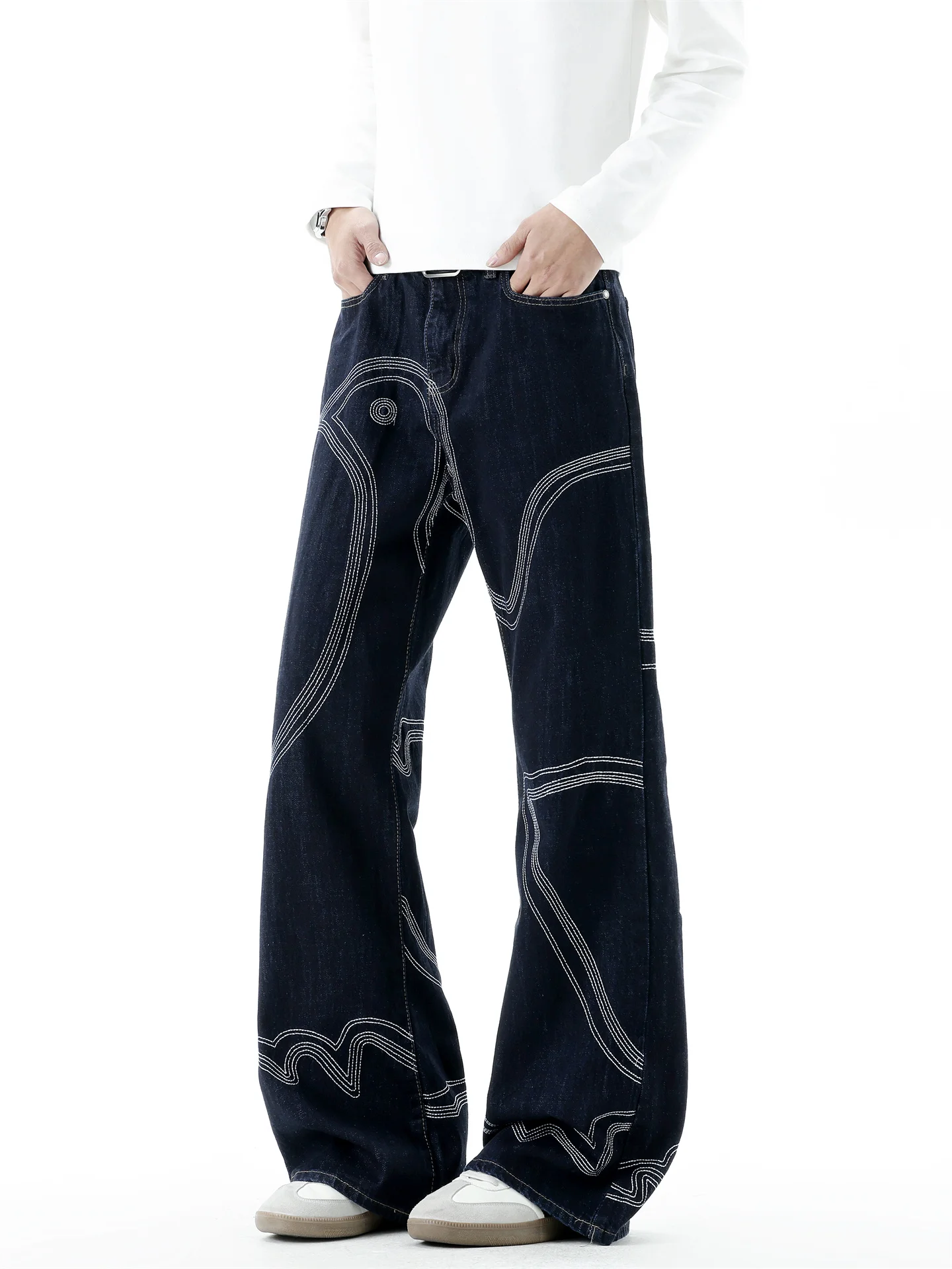 American Waed Peace Men's Jeans Trendy High Street Design Personalized Haome Straight Leg Micro Flared Pants
American Waed Peace Men's Jeans Trendy High Street Design Personalized Haome Straight Leg Micro Flared Pants