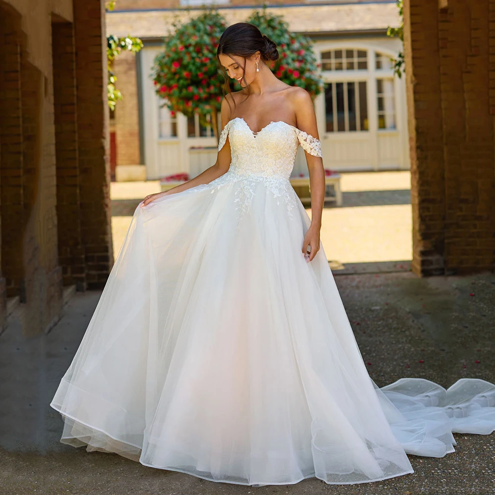 Luxury A Line Wedding Dresses 2026 Off Shoulder Lace Bridal Dress Tulle Princess Brides Wedding Dress Customized
Luxury A Line Wedding Dresses 2026 Off Shoulder Lace Bridal Dress Tulle Princess Brides Wedding Dress Customized