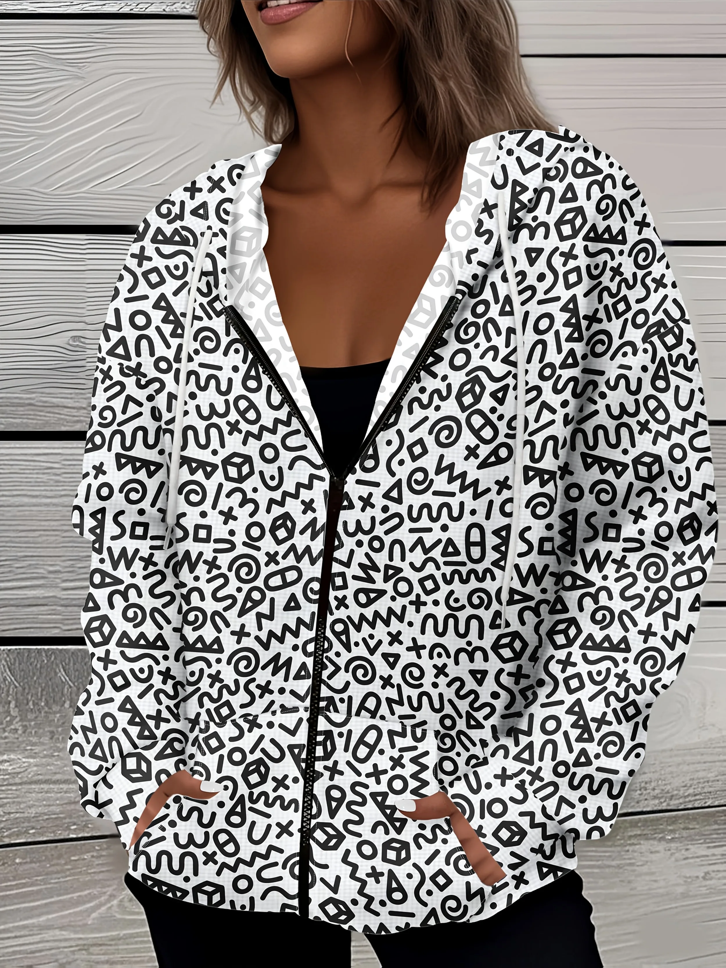 Spring Autumn Casual Hooded Jacket with Abstract Line Print Design Lightweight Zip Up Outerwear for Men and Women Streetwear
Spring Autumn Casual Hooded Jacket with Abstract Line Print Design Lightweight Zip Up Outerwear for Men and Women Streetwear