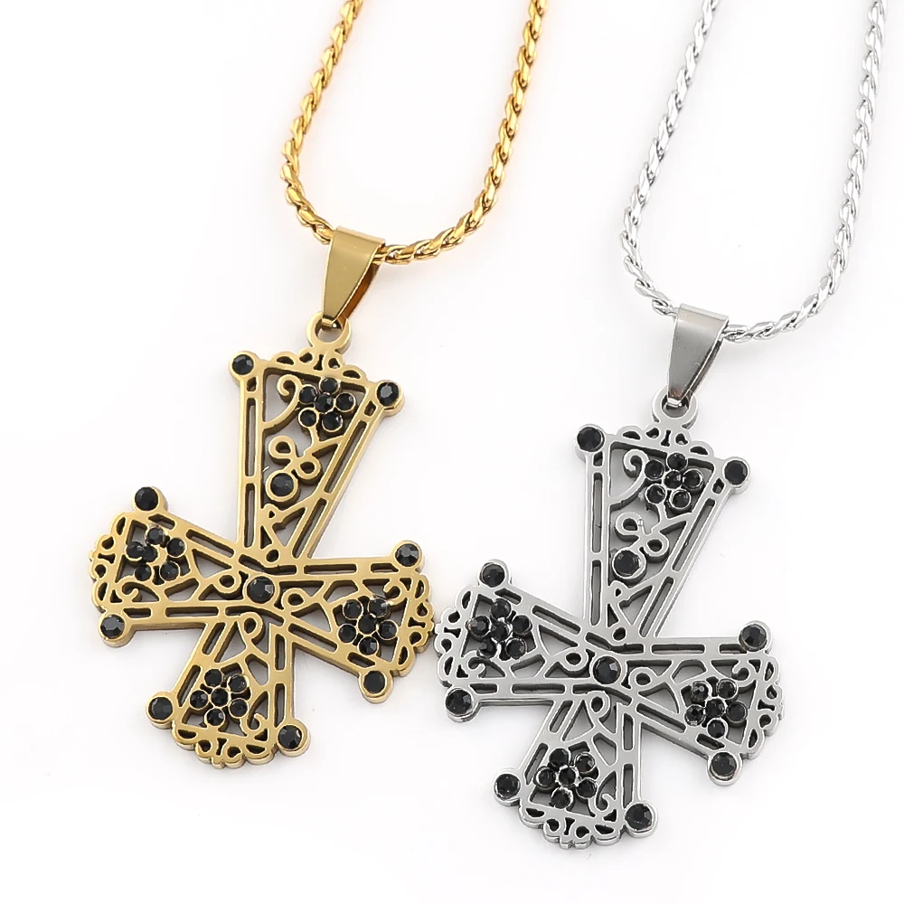Vintage Byzantine Style Black Rhinestones Cross Pendant Necklace for Women Men Gold Color Stainless Steel Religious Jewelry
Vintage Byzantine Style Black Rhinestones Cross Pendant Necklace for Women Men Gold Color Stainless Steel Religious Jewelry