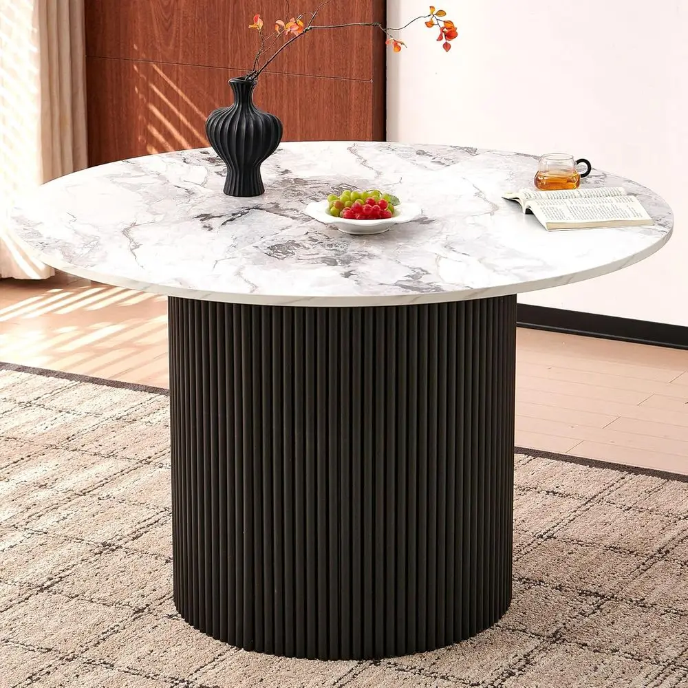 ern Round Kitchen Table or 4, 47" White Dining Table, Circle Dining Room Table, Dinner Coee Table with White Marble Eect Tableto
ern Round Kitchen Table or 4, 47" White Dining Table, Circle Dining Room Table, Dinner Coee Table with White Marble Eect Tableto