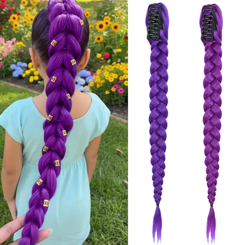 28inch Synthetic Long Braided Purple Hair Ponytail Extensions Claw Clip Hair Wig for Kids Costume for Chritmas Theme Party Wig
28inch Synthetic Long Braided Purple Hair Ponytail Extensions Claw Clip Hair Wig for Kids Costume for Chritmas Theme Party Wig