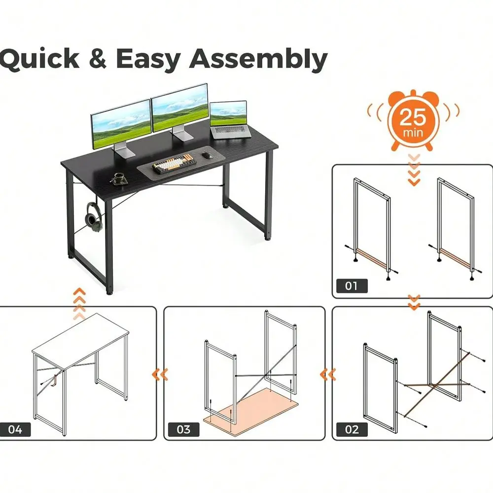 Inch Small Computer Desk For Home Office, Study Writing Table For Small Spaces, Desk With Headphone Hooks, Pure Black
Inch Small Computer Desk For Home Office, Study Writing Table For Small Spaces, Desk With Headphone Hooks, Pure Black