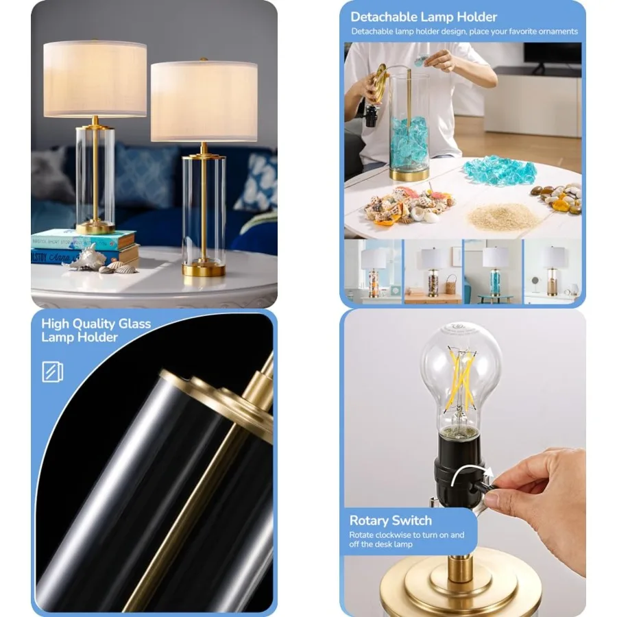 23.6IN Glass Table Lamp DIY Fillable Base, White Linen Lampshade Table Lamp Set of 2, Tall Bedside Lamp for Living Room Bedroom
23.6IN Glass Table Lamp DIY Fillable Base, White Linen Lampshade Table Lamp Set of 2, Tall Bedside Lamp for Living Room Bedroom