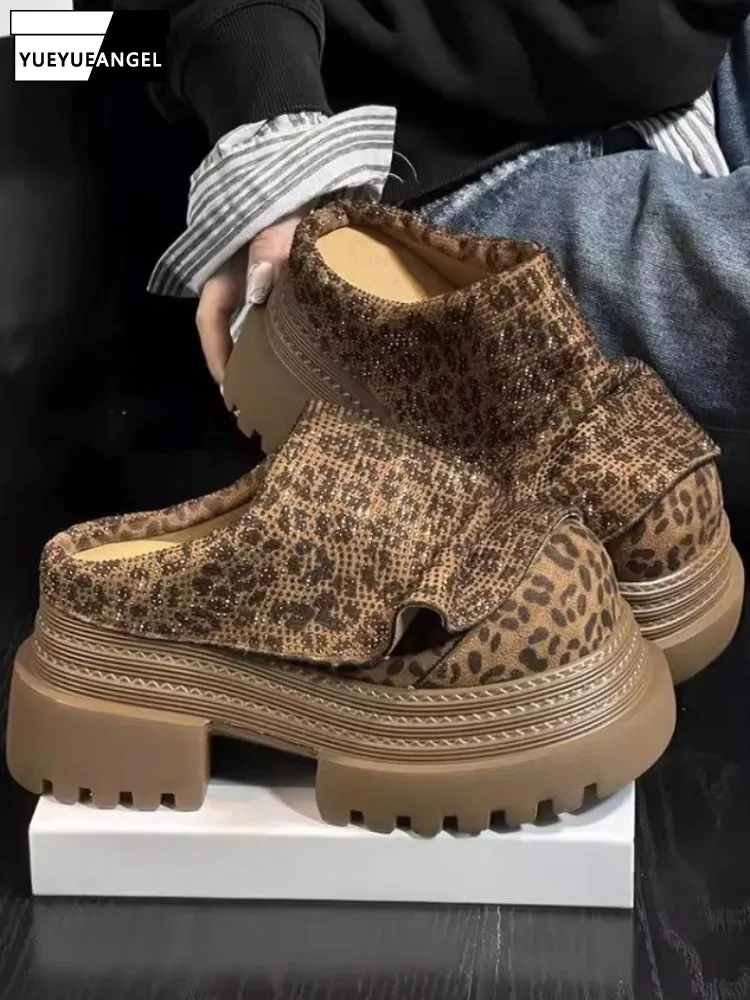 Versatile Crystal Leopard Print Platform Shoes Height Increasing Womens Slippers Fashion Daily Leisure Style Loafer Footwear
Versatile Crystal Leopard Print Platform Shoes Height Increasing Womens Slippers Fashion Daily Leisure Style Loafer Footwear