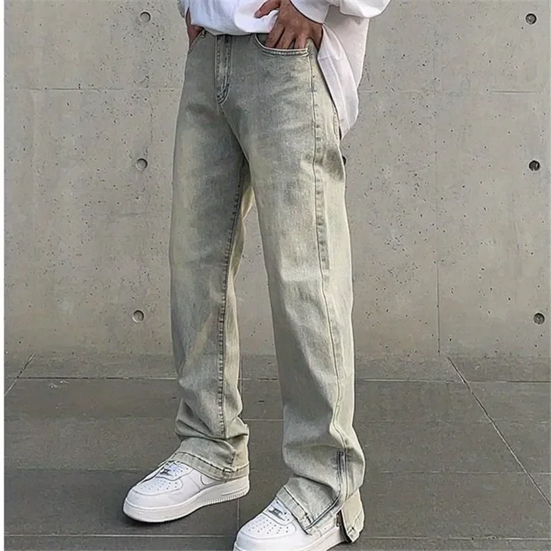 Jeans Men's Y2K Vintage Straight Leg Pants Solid Color Button Pocket Split Zipper Loose Trousers Spring Summer Male Clothing
Jeans Men's Y2K Vintage Straight Leg Pants Solid Color Button Pocket Split Zipper Loose Trousers Spring Summer Male Clothing