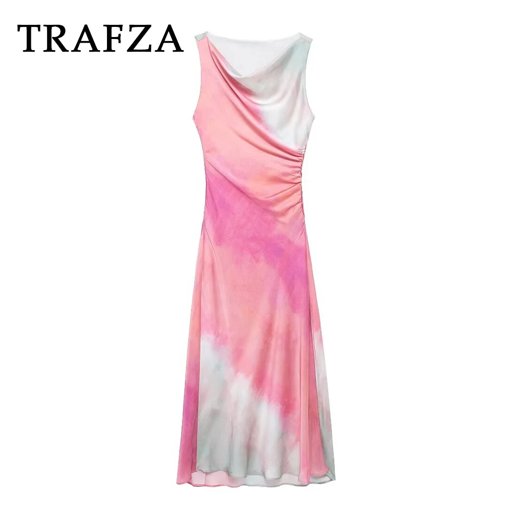TRAFZA 2024 Summer Women Sexy Print Tie Dye Dresses Draped Slim Long Skirt Zipper Folds Sleeveless Women Elegant Dresses
TRAFZA 2024 Summer Women Sexy Print Tie Dye Dresses Draped Slim Long Skirt Zipper Folds Sleeveless Women Elegant Dresses