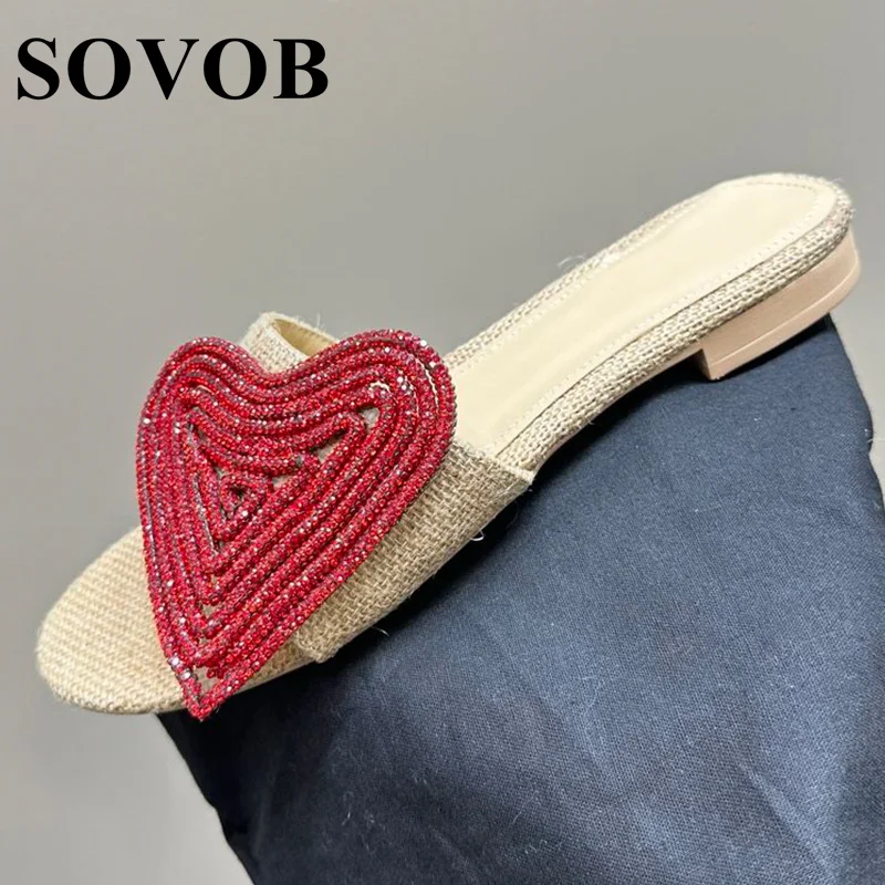 Summer Linen Fiber Love Rhinestone Decorative Flat Bottomed Slippers Women's Round Toe Open Toe Slippers Versatile Single Shoes
Summer Linen Fiber Love Rhinestone Decorative Flat Bottomed Slippers Women's Round Toe Open Toe Slippers Versatile Single Shoes