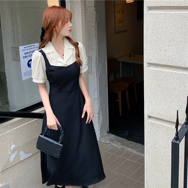 korean Style Sweet Elegant Fake two pieces Bodycon Dress Women Summer Color block loose Long Skirt Age-reducing Dresses Female
korean Style Sweet Elegant Fake two pieces Bodycon Dress Women Summer Color block loose Long Skirt Age-reducing Dresses Female