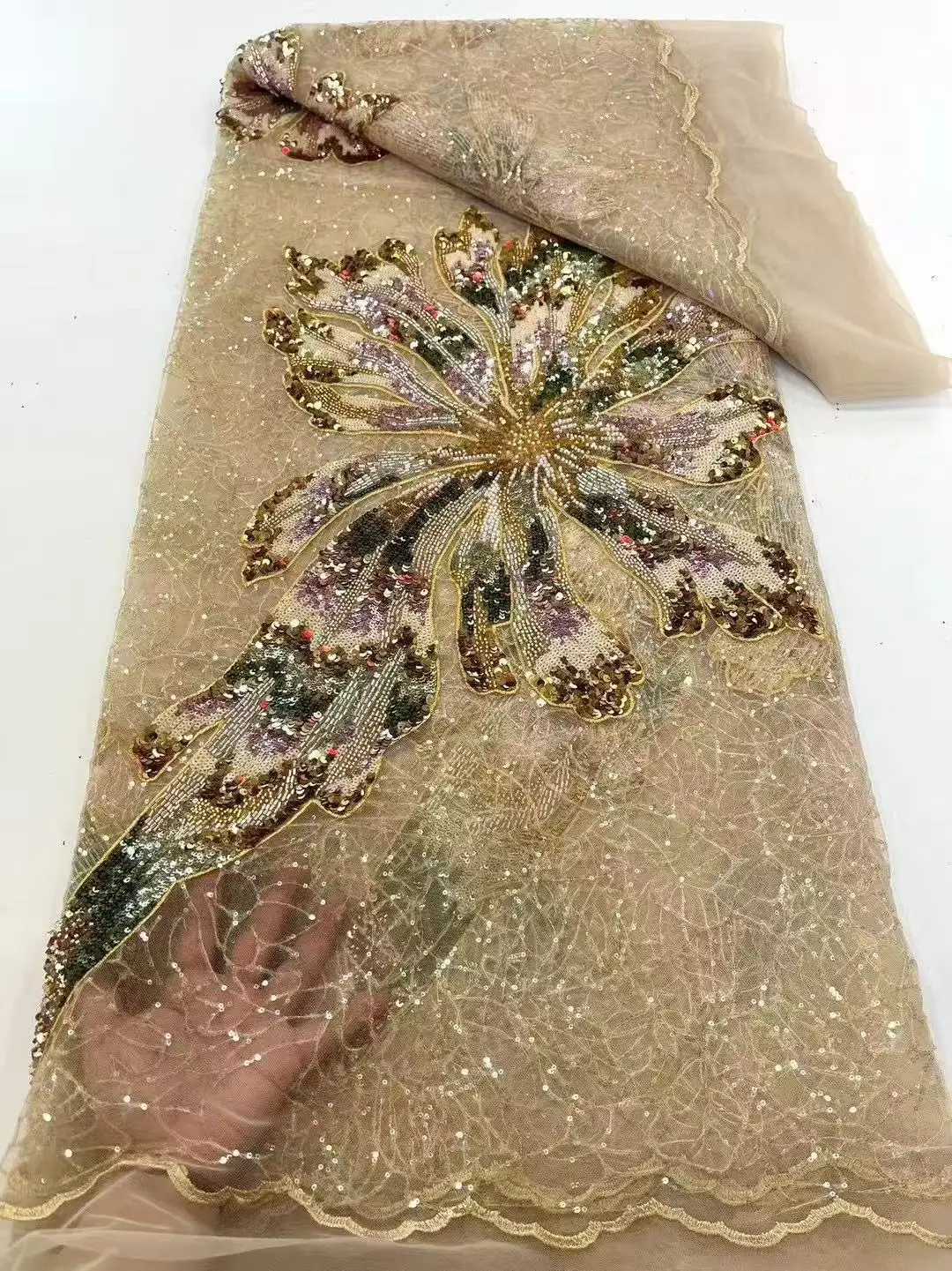 Nigerian Groom Beads Lace Fabric 2025 High Quality Luxury African Handmade Sequins Lace Fabric For French Wedding Dress
Nigerian Groom Beads Lace Fabric 2025 High Quality Luxury African Handmade Sequins Lace Fabric For French Wedding Dress