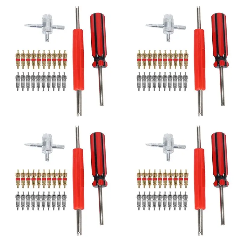 M49K-4X Valve Core Tool Set 80Pcs Valve Cores, 4-Way Valve Tool, Dual Single Head Valve Core Remover, Tire Repair Tool
M49K-4X Valve Core Tool Set 80Pcs Valve Cores, 4-Way Valve Tool, Dual Single Head Valve Core Remover, Tire Repair Tool