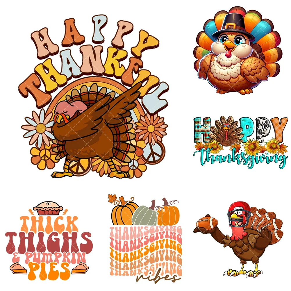 Thanksgiving Day Turkey Iron On Heat Transfer Stickers For Clothes DTF Pinted Vinyl Thermal Appliques Washable T-Shirt Decal
Thanksgiving Day Turkey Iron On Heat Transfer Stickers For Clothes DTF Pinted Vinyl Thermal Appliques Washable T-Shirt Decal