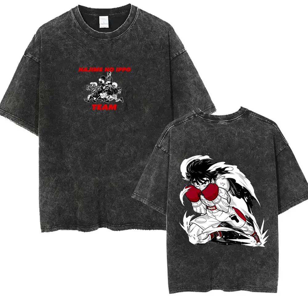 Anime Hajime No Ippo Retro Washed T-shirt Makunouchi Takamura KGB T Shirts Kamogawa Boxing Gym T-shirts Men Oversized Streetwear
Anime Hajime No Ippo Retro Washed T-shirt Makunouchi Takamura KGB T Shirts Kamogawa Boxing Gym T-shirts Men Oversized Streetwear
