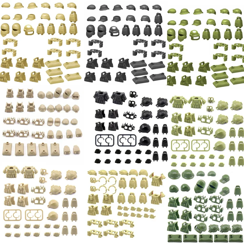 MOC, военные строительные блоки, игрушки WW2, армейские контейнерные пистолеты, солдаты, шляпа, жилет, пояс, кирпичи для детей
MOC, военные строительные блоки, игрушки WW2, армейские контейнерные пистолеты, солдаты, шляпа, жилет, пояс, кирпичи для детей