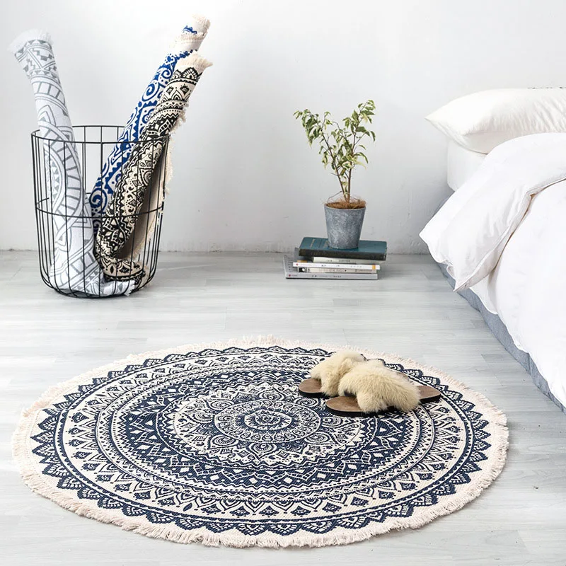 Nordic Cotton Linen Ethnic Sle Retro round Rug Hammo Coffee Table Mat Bedroom Airbnb Aparent Living Room Side Floor Mat
Nordic Cotton Linen Ethnic Sle Retro round Rug Hammo Coffee Table Mat Bedroom Airbnb Aparent Living Room Side Floor Mat