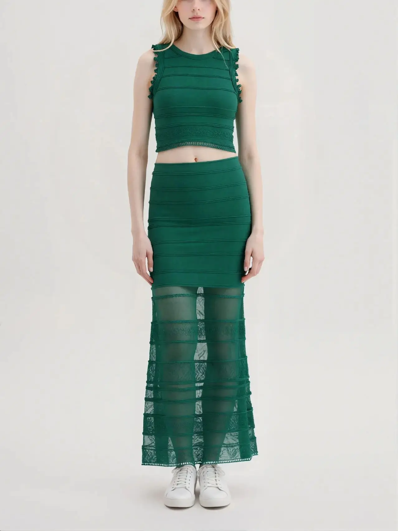 Micosoni High Quality Dark Green Knitted Two-Piece Set Sleeveless Slim Fit Tank Top Lace Mermaid Skirt Date Night Women's Suit
Micosoni High Quality Dark Green Knitted Two-Piece Set Sleeveless Slim Fit Tank Top Lace Mermaid Skirt Date Night Women's Suit