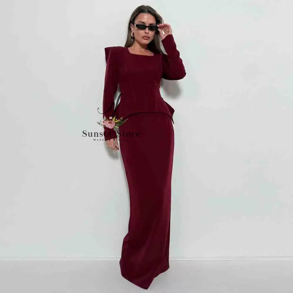 Customized Arabic Modest Burgundy Evening Dress Square Neck Full Sleeve Formal Occasion Dress Velvet Peplum Gown
Customized Arabic Modest Burgundy Evening Dress Square Neck Full Sleeve Formal Occasion Dress Velvet Peplum Gown