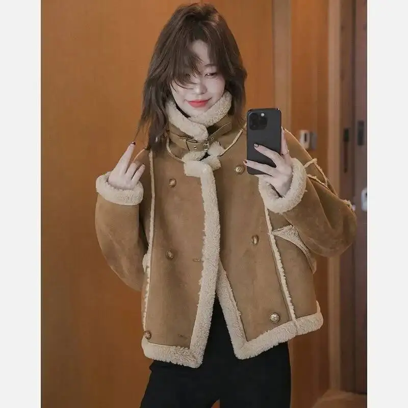 Lamb Motorcycle Coat Women Short Autumn Winter New 2026 Thick Fur One Jacket Loose High Quality Overcoat Fashion Outerwear Lady
Lamb Motorcycle Coat Women Short Autumn Winter New 2026 Thick Fur One Jacket Loose High Quality Overcoat Fashion Outerwear Lady