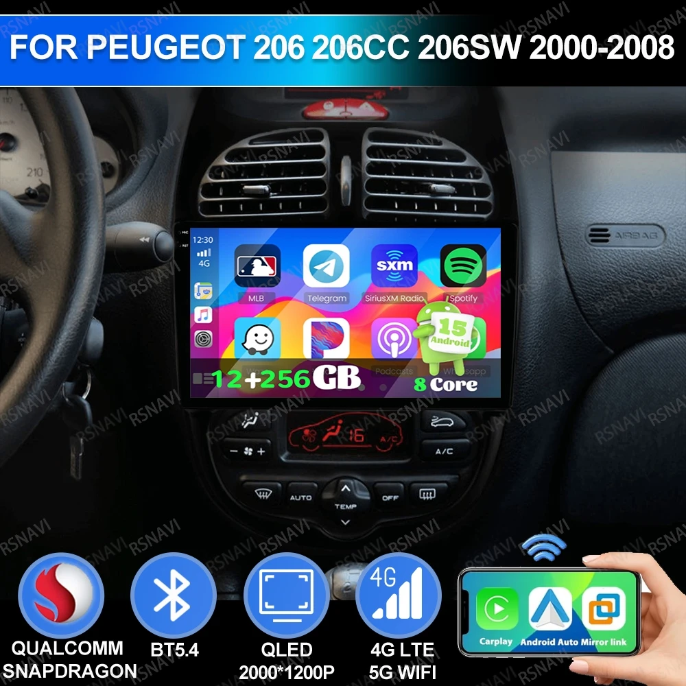 Android 15 For PEUGEOT 206 206CC 206SW 2000-2008 Car Radio GPS 5G WIFI DSP AUTO Autoradio 4G LTE QLED Viedo Player Qualcomm BT
Android 15 For PEUGEOT 206 206CC 206SW 2000-2008 Car Radio GPS 5G WIFI DSP AUTO Autoradio 4G LTE QLED Viedo Player Qualcomm BT
