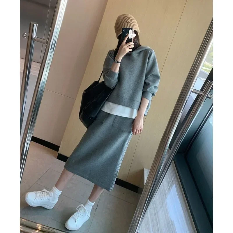 Весенне-осенний женский модный комплект платьев для похудения больших размеров, повседневный комплект из 2 предметов для похудения, новый стильный костюм с юбкой
Весенне-осенний женский модный комплект платьев для похудения больших размеров, повседневный комплект из 2 предметов для похудения, новый стильный костюм с юбкой