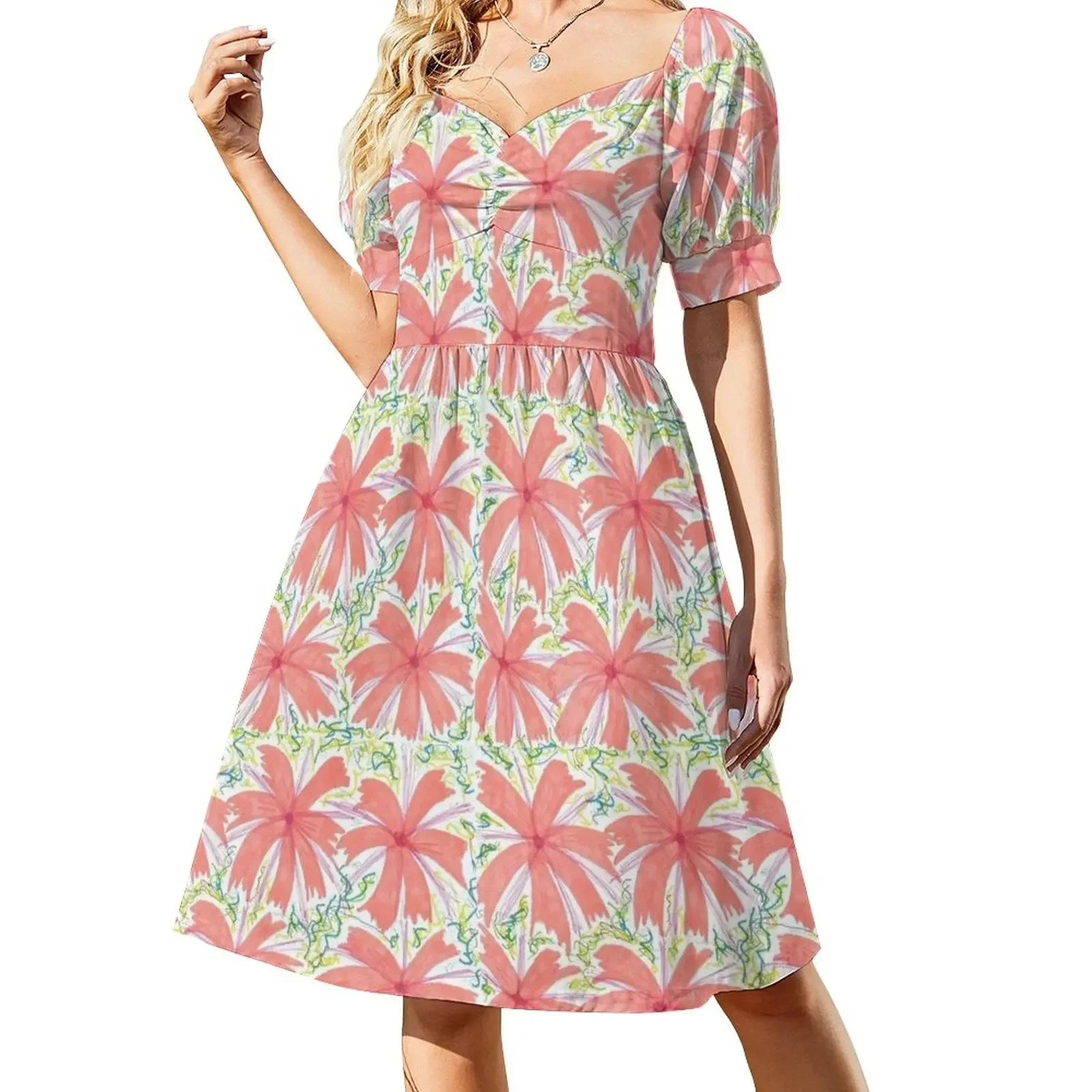 Tropical Sunburst Flowers Short-Sleeved Dress dresses for women purple dress Dress
Tropical Sunburst Flowers Short-Sleeved Dress dresses for women purple dress Dress