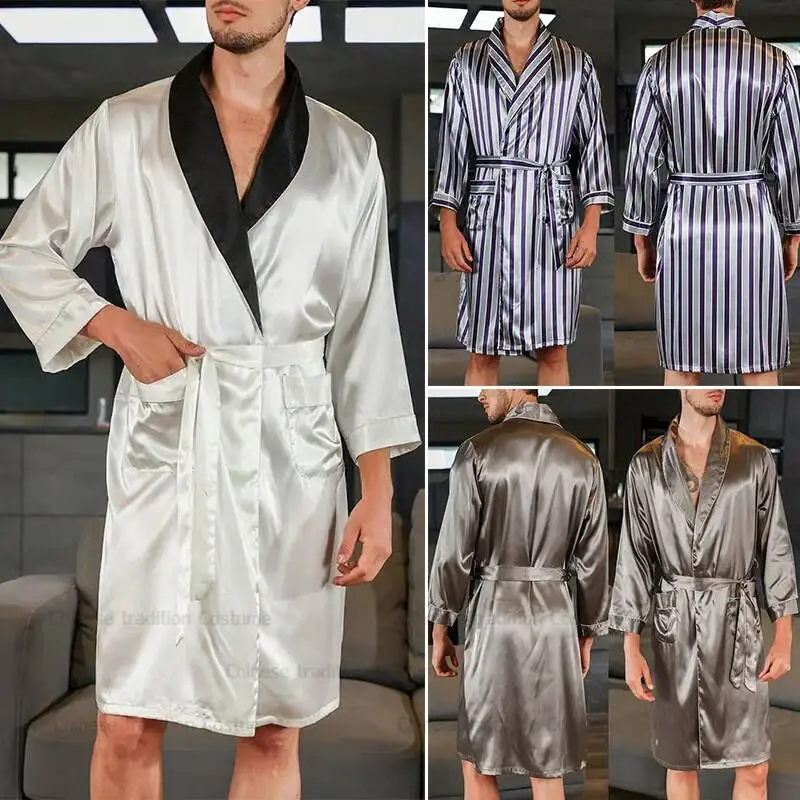 Men Kimono Home Bathrobe Satin Sleepwear Loungewear Lapel Peignoir Homme Loose Nightwear Male Dressing Gown
Men Kimono Home Bathrobe Satin Sleepwear Loungewear Lapel Peignoir Homme Loose Nightwear Male Dressing Gown