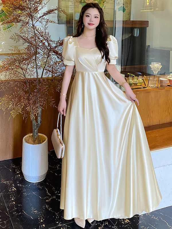 Платье для подружки невесты больших размеров, цвета шампань, из атласа, стройнящее, с завышенной талией, пышной юбкой А-силуэта, длинное
Платье для подружки невесты больших размеров, цвета шампань, из атласа, стройнящее, с завышенной талией, пышной юбкой А-силуэта, длинное