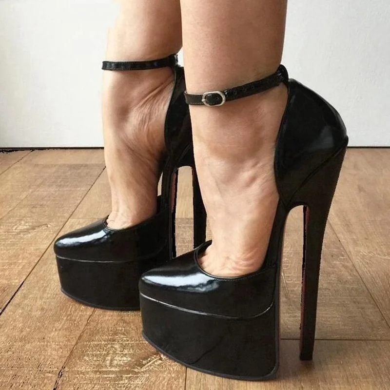 18CM Ultra High Heels Women Pumps Pointed Toe Platform Ankle Strap Cover Heels Evening Modern Shoes Black Pink Patent Leather
18CM Ultra High Heels Women Pumps Pointed Toe Platform Ankle Strap Cover Heels Evening Modern Shoes Black Pink Patent Leather