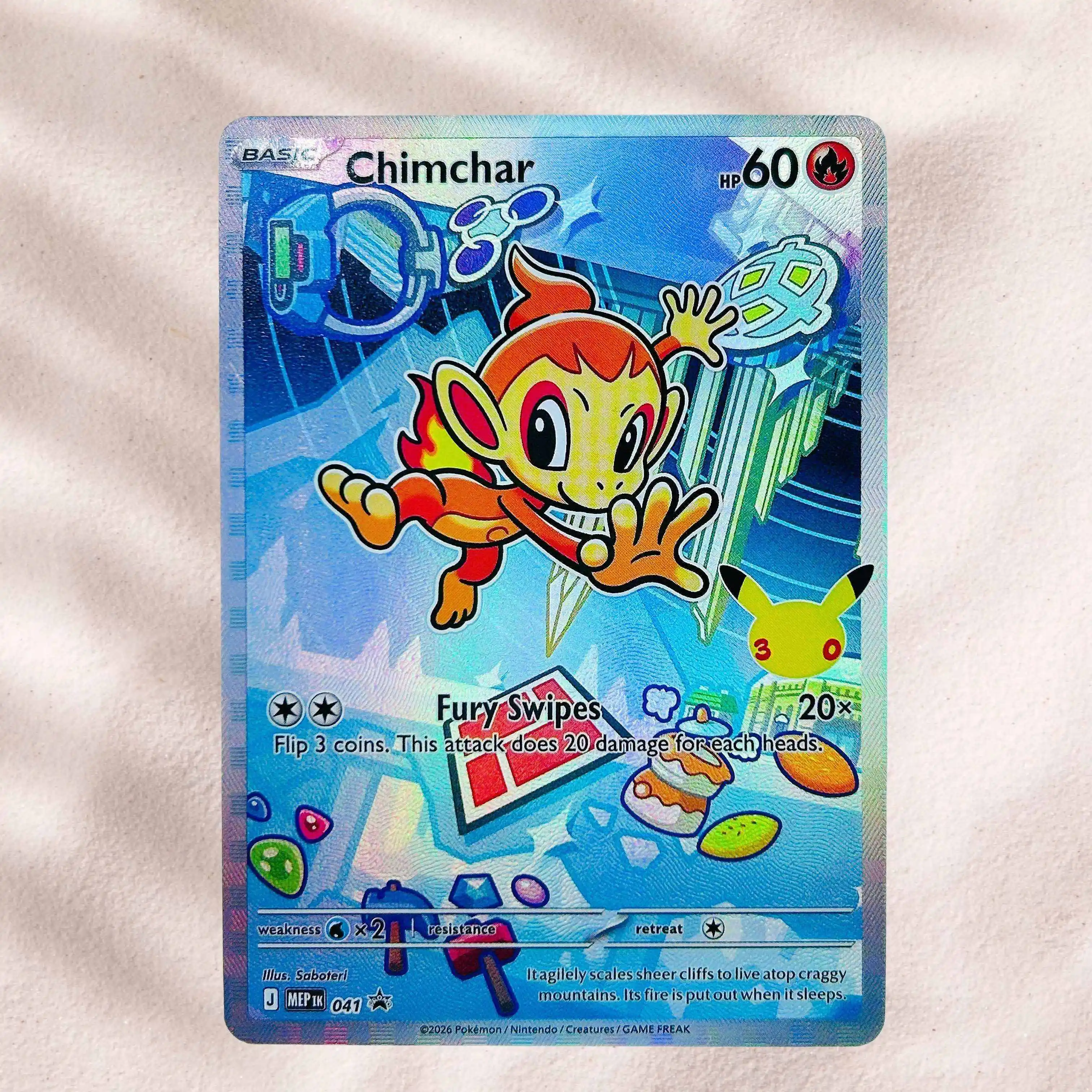 DIY Pokemon Chimchar 041 Single Holographic Texture Cards English Version Perfect Condition Classic Anime Collectible TCG
DIY Pokemon Chimchar 041 Single Holographic Texture Cards English Version Perfect Condition Classic Anime Collectible TCG