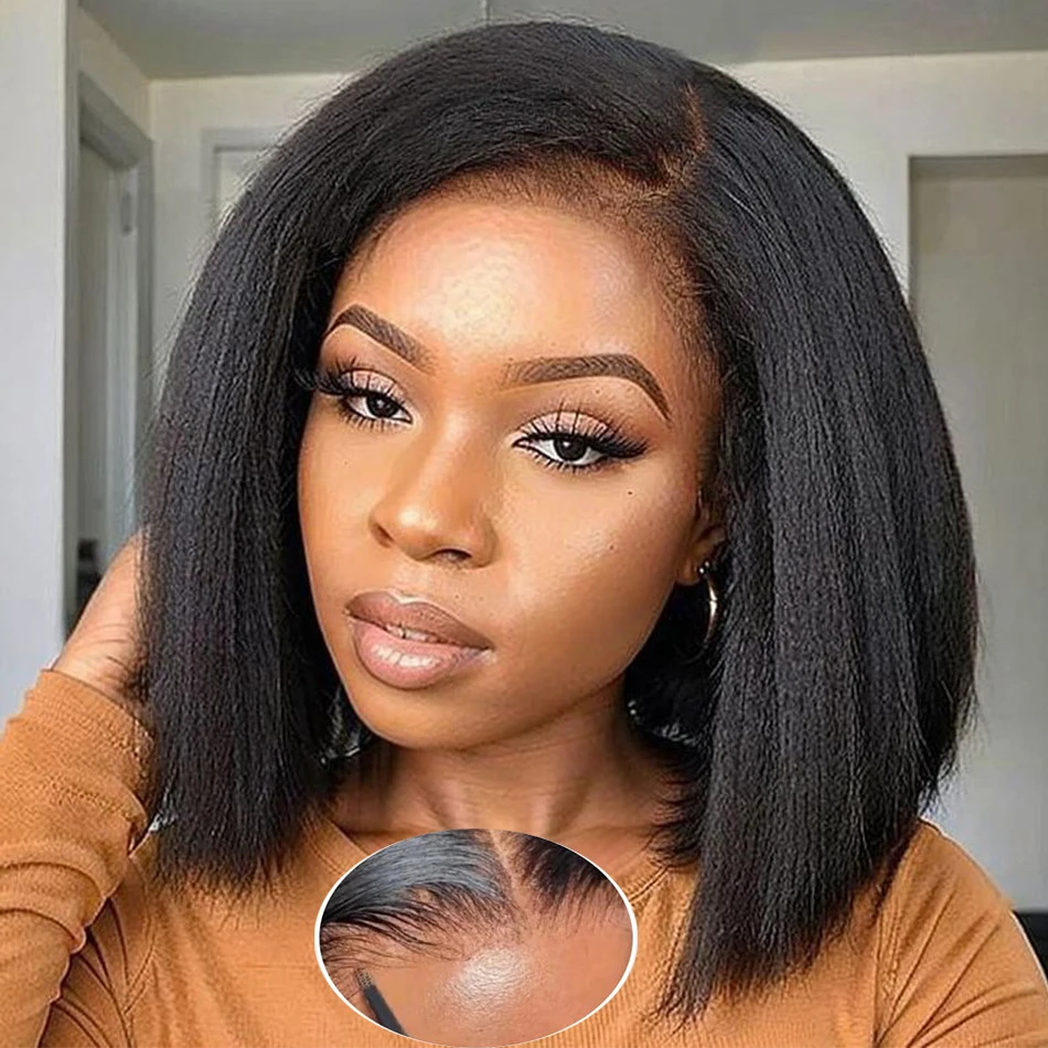 100% Brazilian Human Hair Bob Afro Kinky Straight Hair Wigs Glueless Pre Cut 250% Density 4C Yaki Hair 5X5 HD Lace Closure Wigs
100% Brazilian Human Hair Bob Afro Kinky Straight Hair Wigs Glueless Pre Cut 250% Density 4C Yaki Hair 5X5 HD Lace Closure Wigs