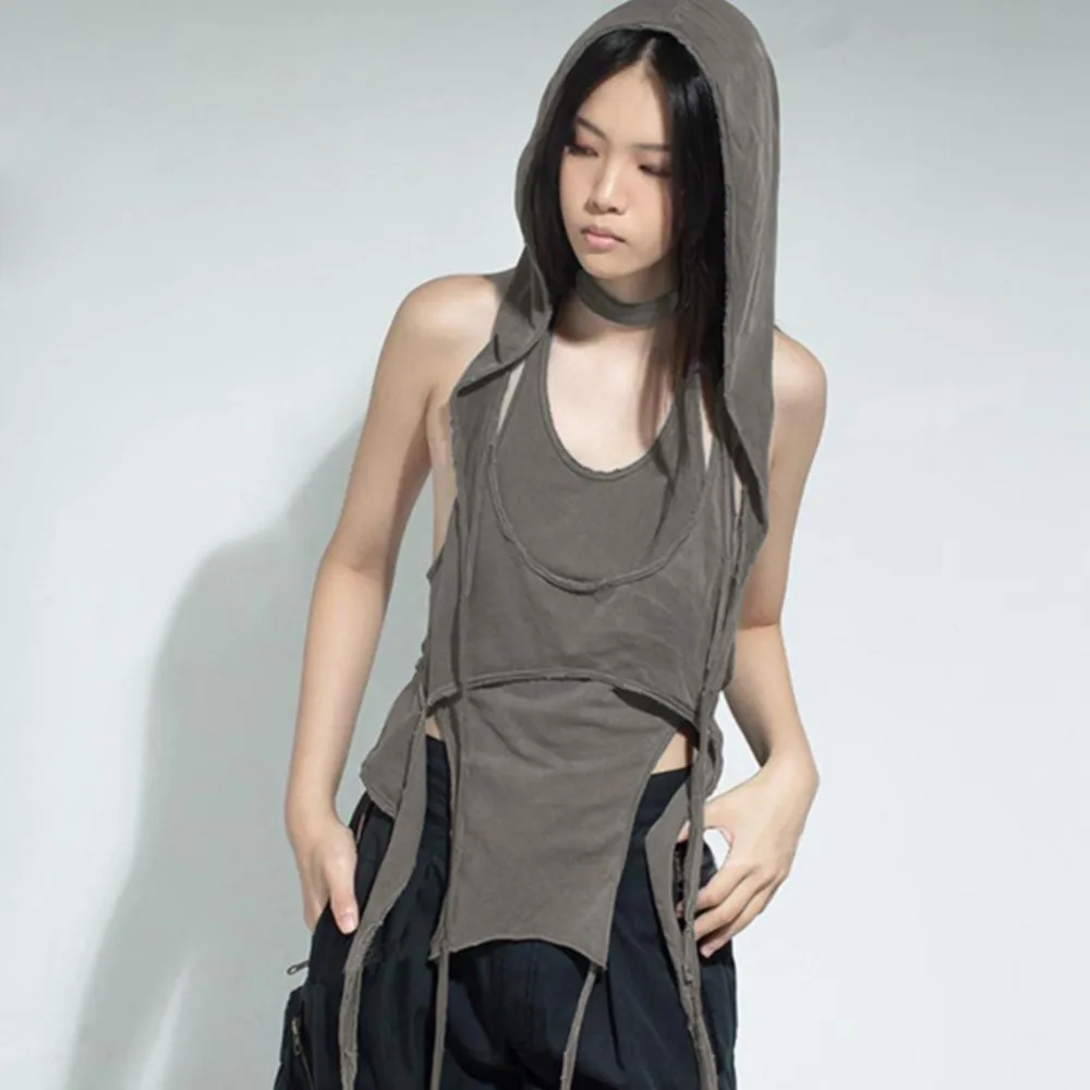 Wasteland Style Distressed Lace-up Hooded Vest Street Hot Girl Fashion Bandage Dress Sleeveless Top
Wasteland Style Distressed Lace-up Hooded Vest Street Hot Girl Fashion Bandage Dress Sleeveless Top