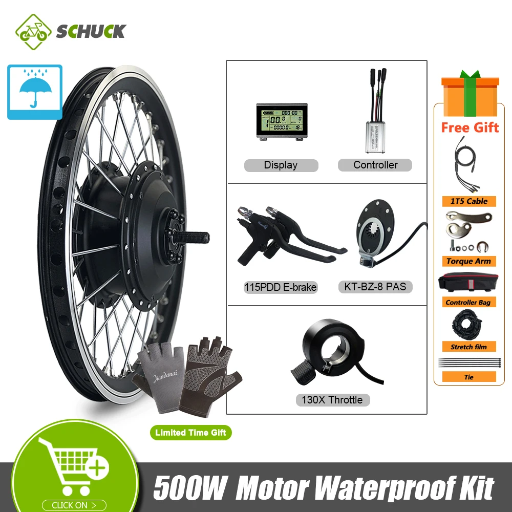 Ebike 500W Waterproof Brushless Gear Font Rear Drive Motor Conversion Kit with 16-29 Inch 700c Wheel Fork Size 100mm 135-142mm
Ebike 500W Waterproof Brushless Gear Font Rear Drive Motor Conversion Kit with 16-29 Inch 700c Wheel Fork Size 100mm 135-142mm