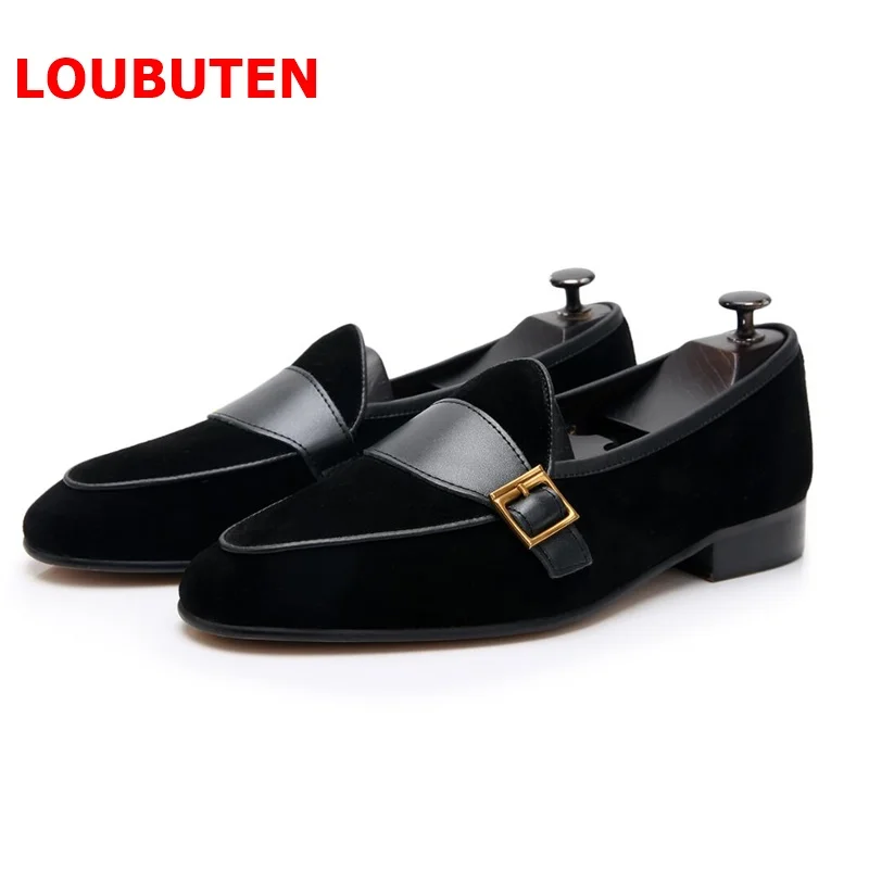 LOUBUTEN Luxury Black Suede Loafers Men Buckle Shoes Handmade Slip On Leather Casual Shoes Men's Flats Driving Shoes
LOUBUTEN Luxury Black Suede Loafers Men Buckle Shoes Handmade Slip On Leather Casual Shoes Men's Flats Driving Shoes