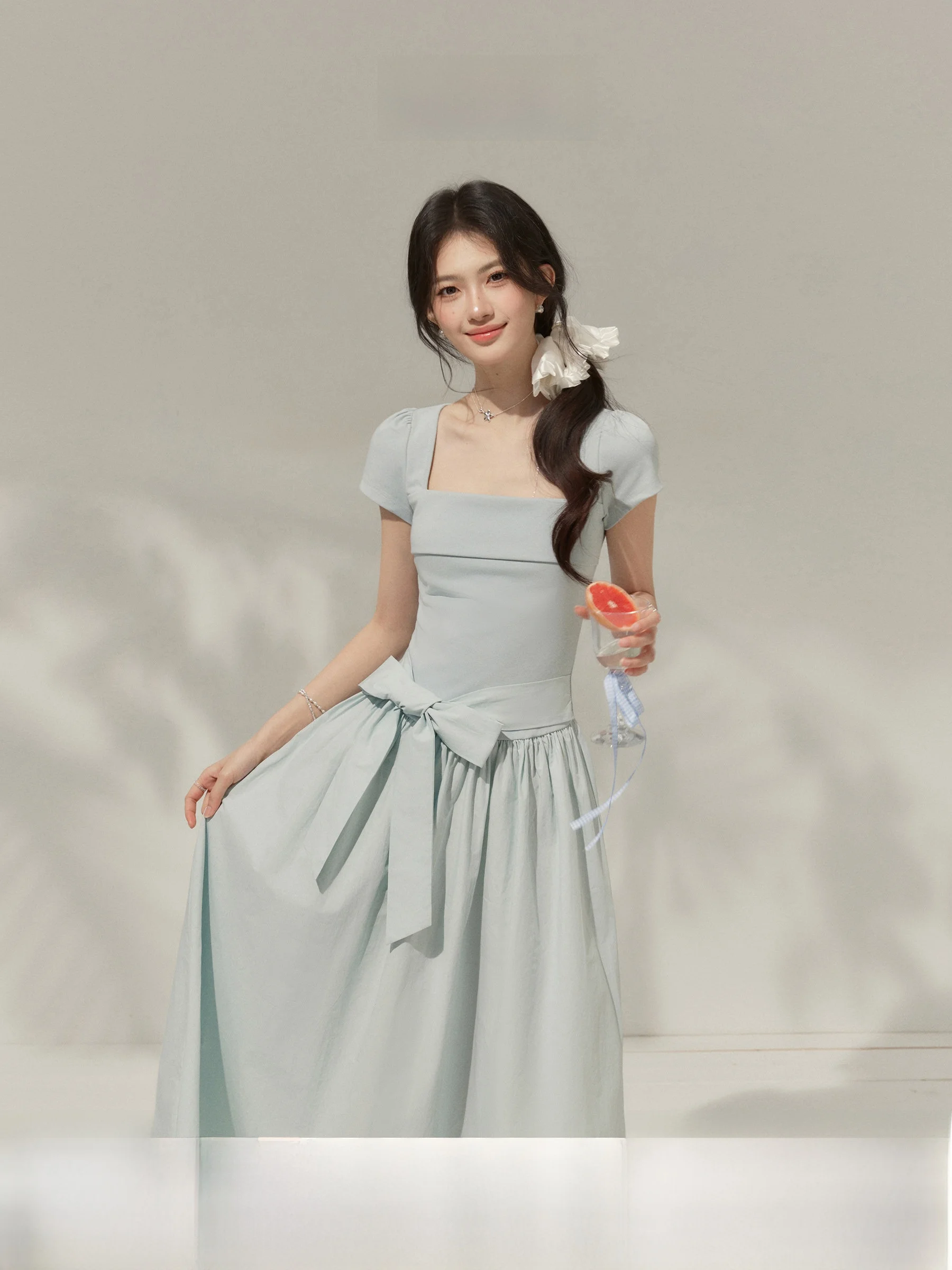 Summer New Style Women's Dress Square Collar Short Sleeve Waist Inward Long Dress French Style A-Line Skirt City Commuting
Summer New Style Women's Dress Square Collar Short Sleeve Waist Inward Long Dress French Style A-Line Skirt City Commuting