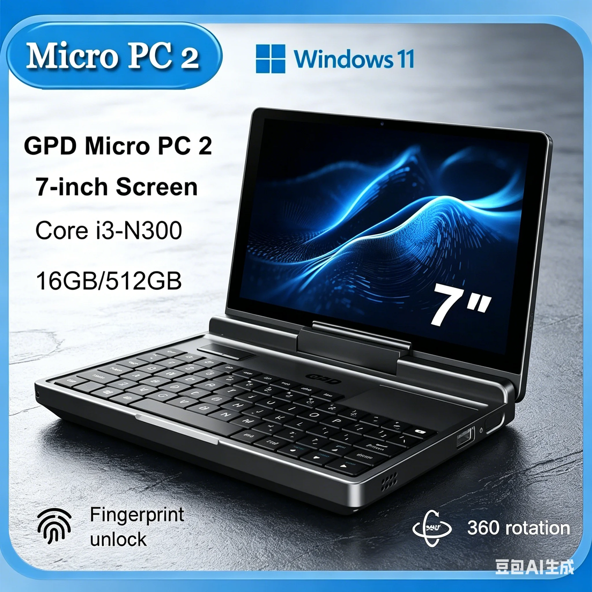 Инновационный портативный мини-ноутбук GPD Micro PC 2 с 7-дюймовым сенсорным экраном, 16 ГБ ОЗУ, 512 ГБ SSD, процессором N300 и системой Windows 11
Инновационный портативный мини-ноутбук GPD Micro PC 2 с 7-дюймовым сенсорным экраном, 16 ГБ ОЗУ, 512 ГБ SSD, процессором N300 и системой Windows 11
