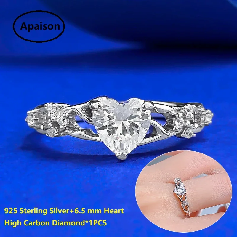 Apaison 6.5 mm Heart-Shaped High Carbon Diamond Rings For Women Prom Party 925 Sterling Silver Fine Jewelry Female Gift
Apaison 6.5 mm Heart-Shaped High Carbon Diamond Rings For Women Prom Party 925 Sterling Silver Fine Jewelry Female Gift