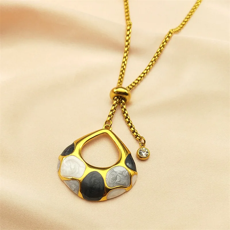 Water Drop Contrasting Color Enamel Zircon Pendant Necklace Women Stainless Steel Gold Color Chain Necklaces Jewelry ZZZ377-3
Water Drop Contrasting Color Enamel Zircon Pendant Necklace Women Stainless Steel Gold Color Chain Necklaces Jewelry ZZZ377-3