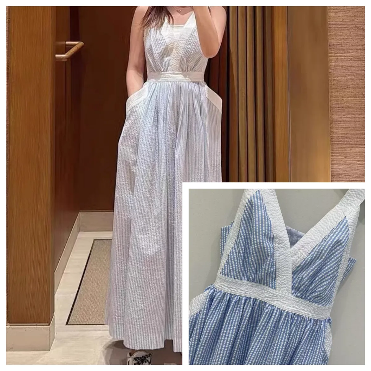 Women Blue Stripes V-Neck Tank Dress Lady Fashion Sleeveless Backless Long Robe 2026 Spring
Women Blue Stripes V-Neck Tank Dress Lady Fashion Sleeveless Backless Long Robe 2026 Spring
