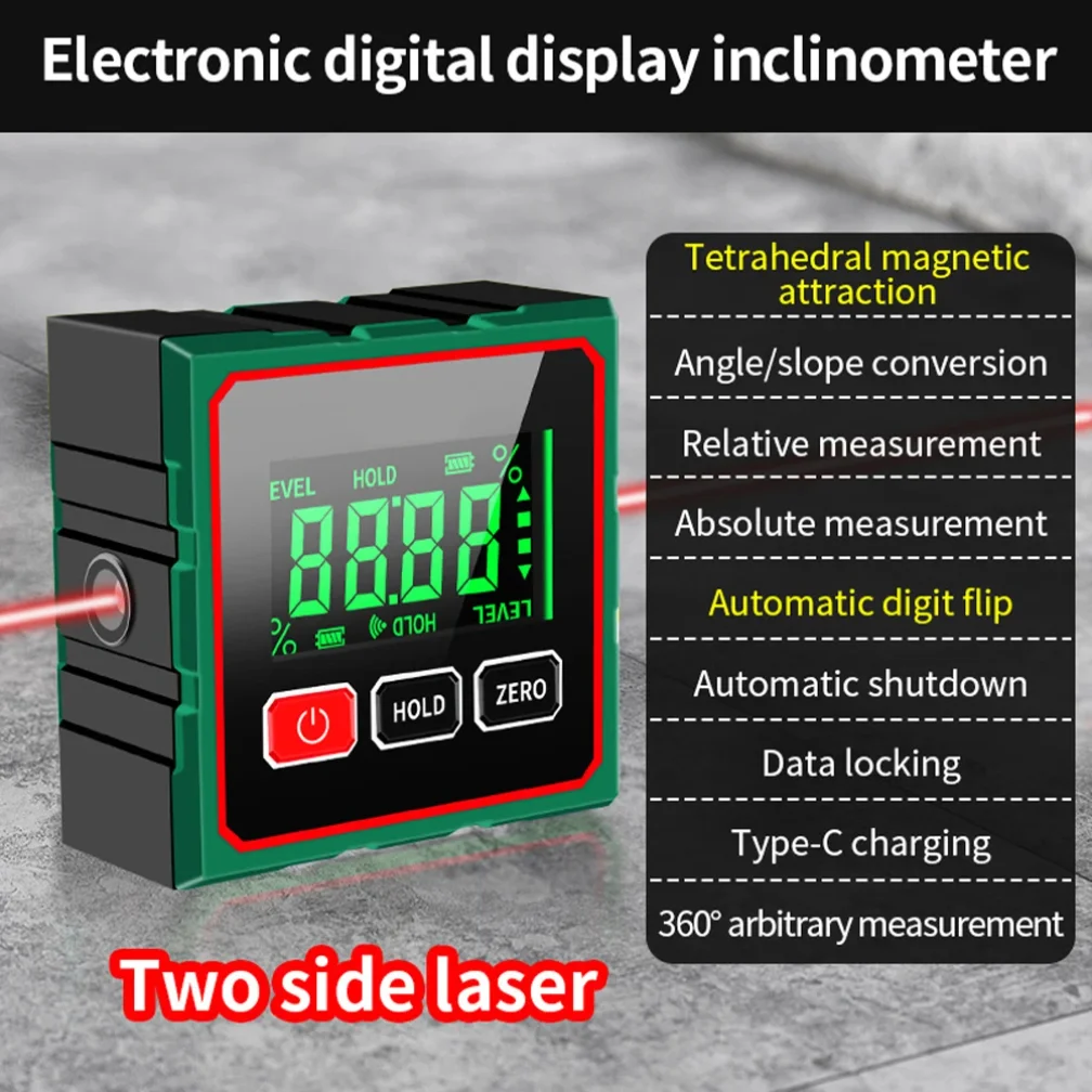 Magnetic Digital Angle Finder Electronic Laser Gauge Ruler 360 Degree LCD Protractor Mini Inclinometer Measuring Tool
Magnetic Digital Angle Finder Electronic Laser Gauge Ruler 360 Degree LCD Protractor Mini Inclinometer Measuring Tool