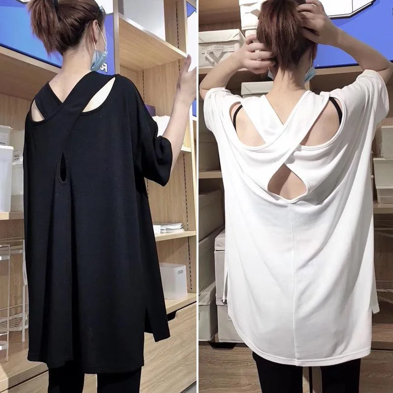 Sexy Backless Short Sleeve T-Shirt Women's Mid-Length Open Split plus Size Summer Korean Style round Neck Casual Wear Polyest...
Sexy Backless Short Sleeve T-Shirt Women's Mid-Length Open Split plus Size Summer Korean Style round Neck Casual Wear Polyest...