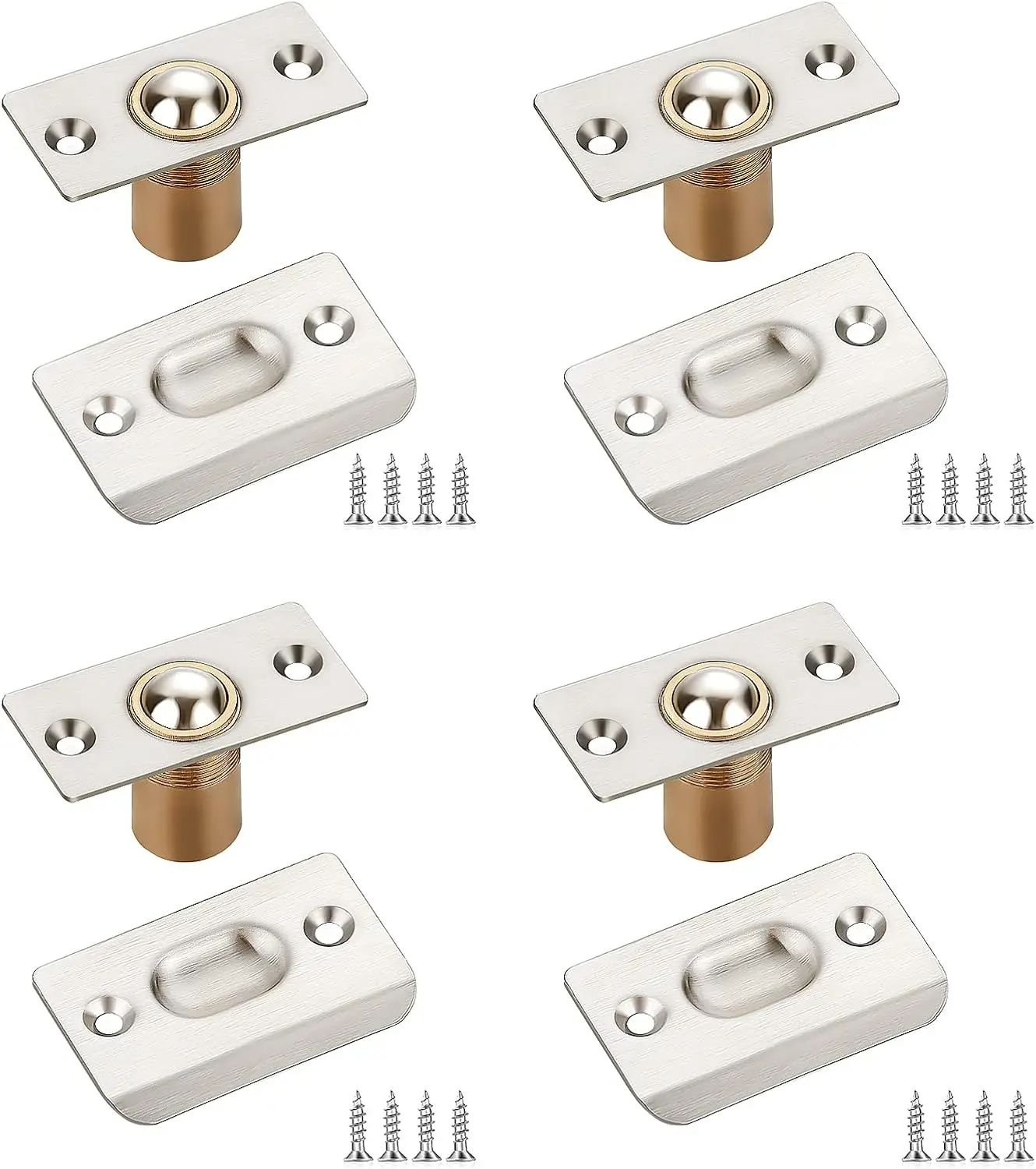 Dual Adjustable Ball Bearing Door Catch, Stainless Steel Strike Plate, Invisible Strong Latch for Interior Doors, Silver 4 Pack
Dual Adjustable Ball Bearing Door Catch, Stainless Steel Strike Plate, Invisible Strong Latch for Interior Doors, Silver 4 Pack