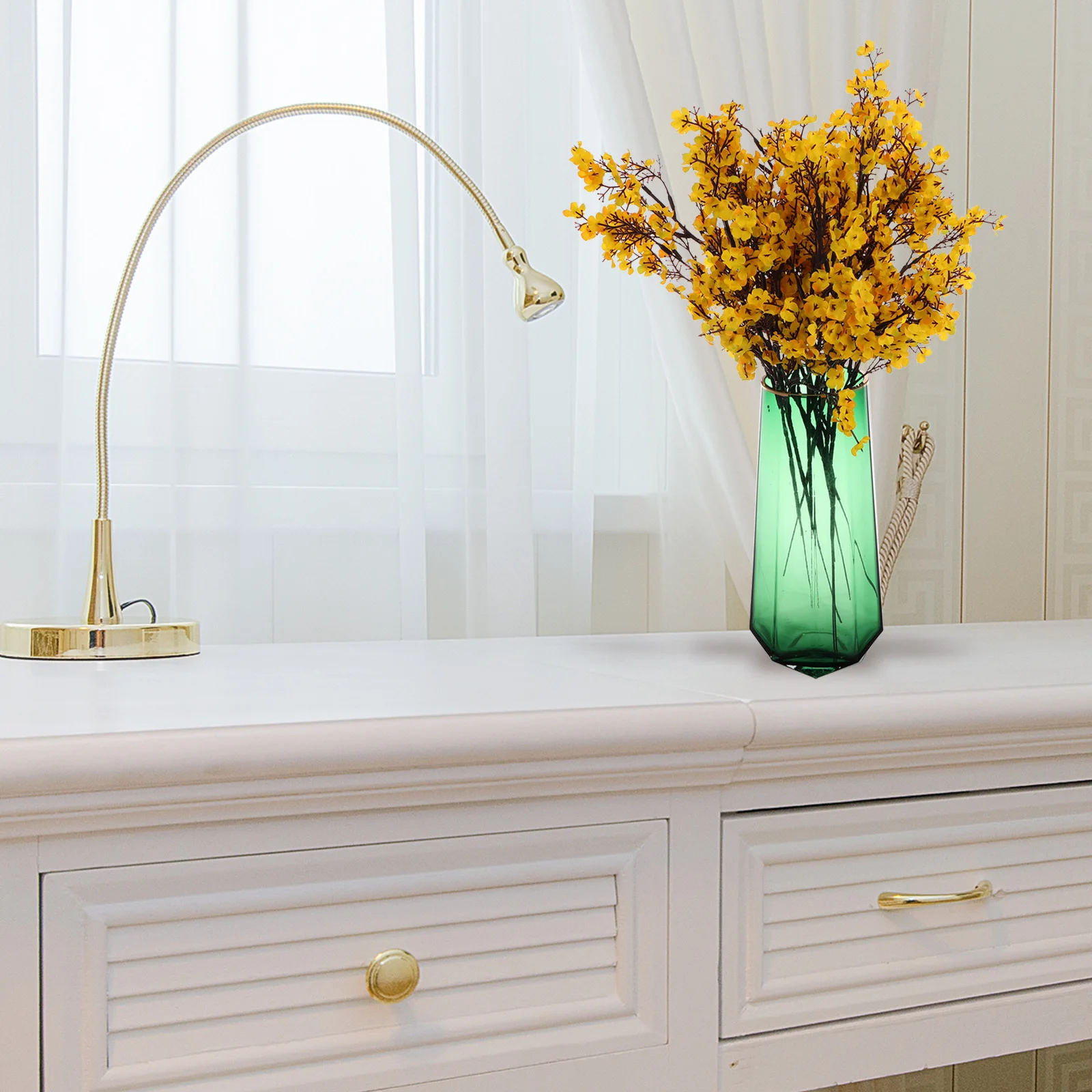 Green Glass Vase Tall Transparent Decorative Flower Vase for Living Room Dining Table Centerpiece Green Glass Vases 
Green Glass Vase Tall Transparent Decorative Flower Vase for Living Room Dining Table Centerpiece Green Glass Vases