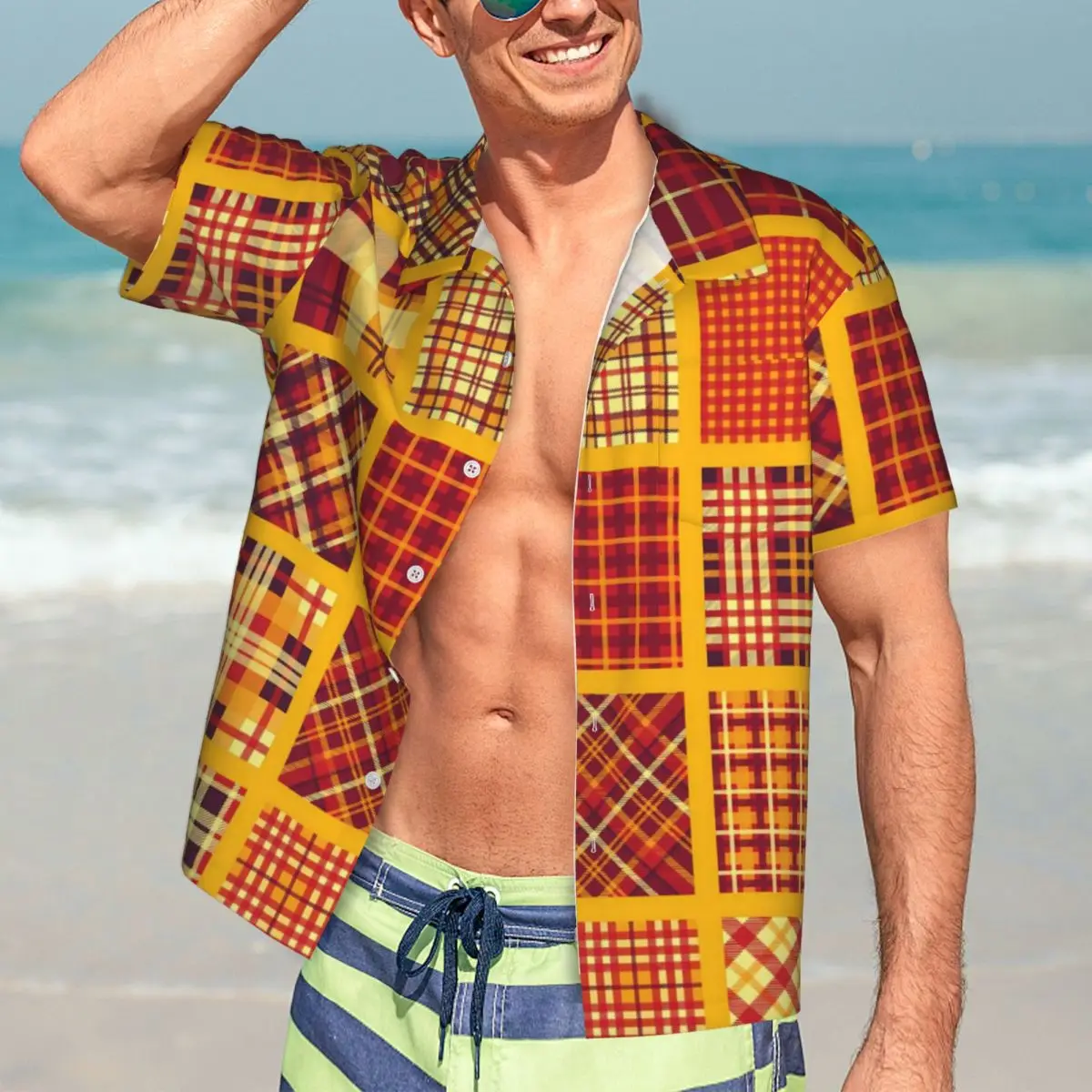 Patchwork Print Beach Shirt Mens Vintage Plaid Casual Shirts Summer Short-Sleeved Graphic Classic Oversized Blouses Gift
Patchwork Print Beach Shirt Mens Vintage Plaid Casual Shirts Summer Short-Sleeved Graphic Classic Oversized Blouses Gift