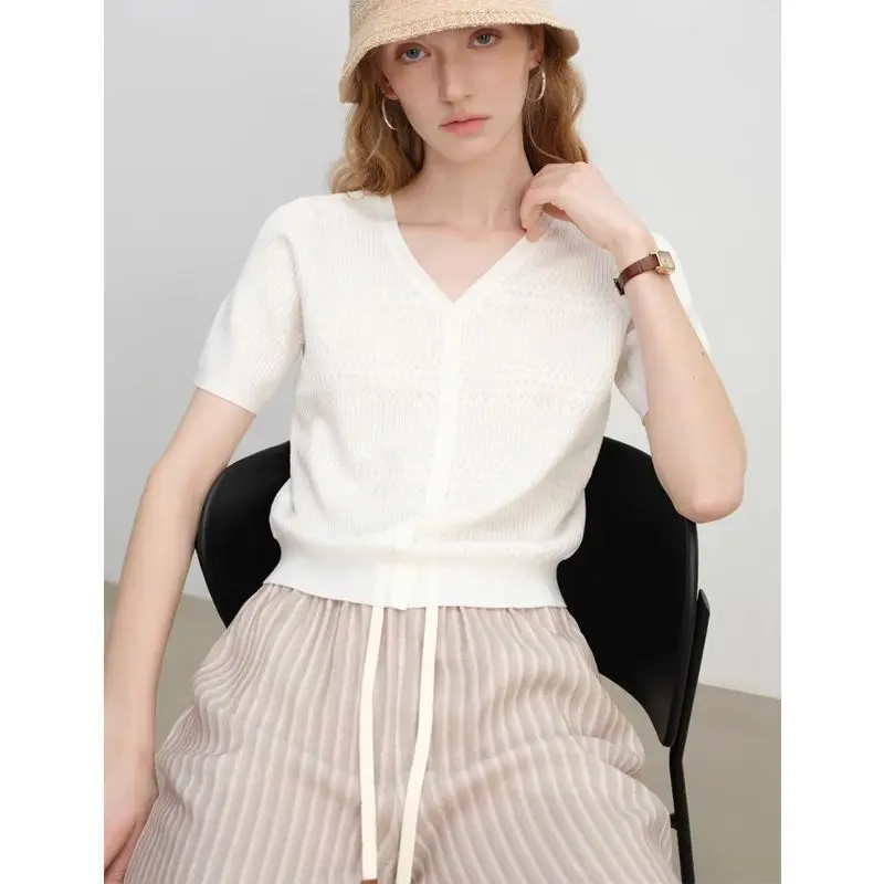 Women's Plus Size V-Neck Hollow Out Ice Silk Knit Top Short Sleeve Casual Summer Top
Women's Plus Size V-Neck Hollow Out Ice Silk Knit Top Short Sleeve Casual Summer Top