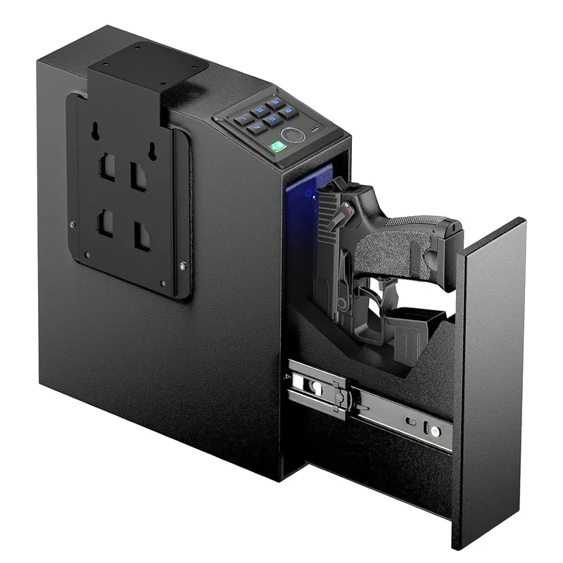 New Pistol Safe Box Blue Light Silent Fingerprint Password Key Push Pull Wall Mounted Gun Safe
New Pistol Safe Box Blue Light Silent Fingerprint Password Key Push Pull Wall Mounted Gun Safe